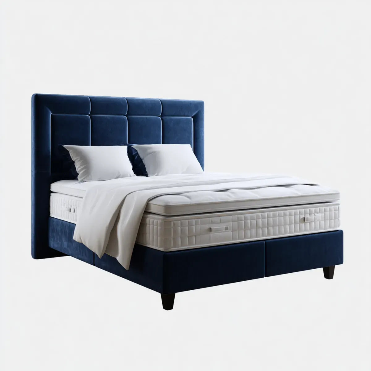 Boxspringbett Doppelbett Dunkelblau 180 x 200 cm Polyester-Samt rechteckig