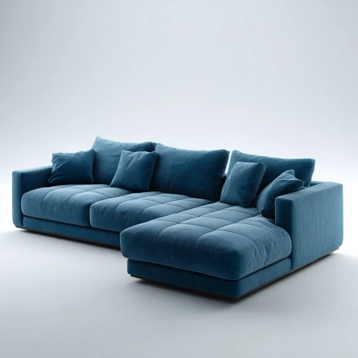 Ecksofa mit Recamiere Dunkelblau 280 x 180 cm Polyester Samt L-Form
