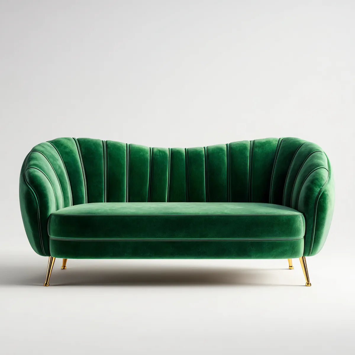 2-Sitzer Sofa Grün 170 x 85 x 78 cm Polyester-Samt Abgerundete Form