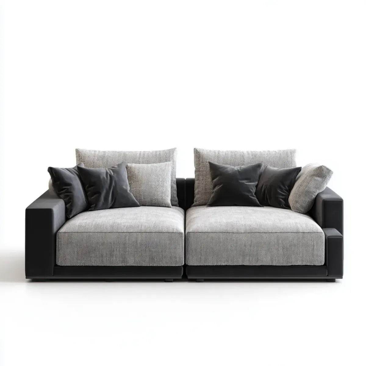 Modulares 2-Sitzer Sofa Schwarz Grau 240 x 100 x 85 cm Polyester und PU-Kunstleder Rechteckig