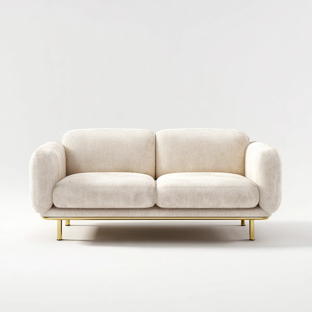 2-Sitzer Sofa Creme 180 x 85 x 75 cm mit Polyesterbezug Stahlgestell Rechteckig