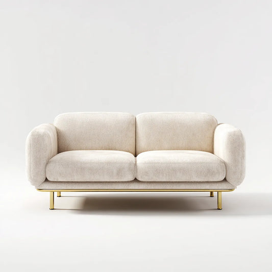 2-Sitzer Sofa Creme 180 x 85 x 75 cm mit Polyesterbezug Stahlgestell Rechteckig