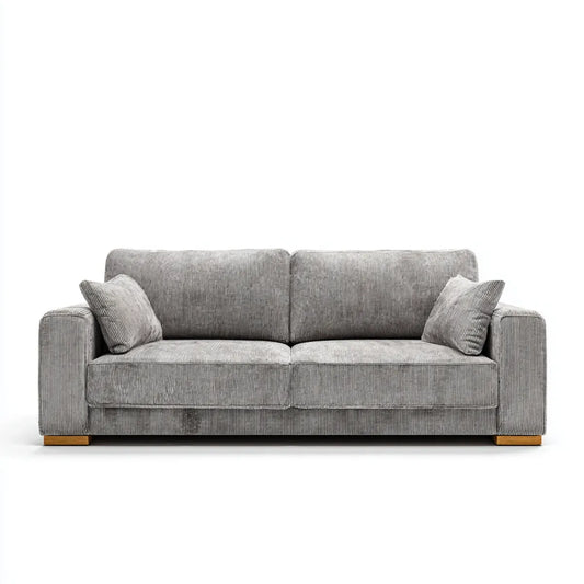 3-Sitzer Sofa Grau 220 x 90 x 85 cm mit Cordbezug aus Polyester in gerader Form