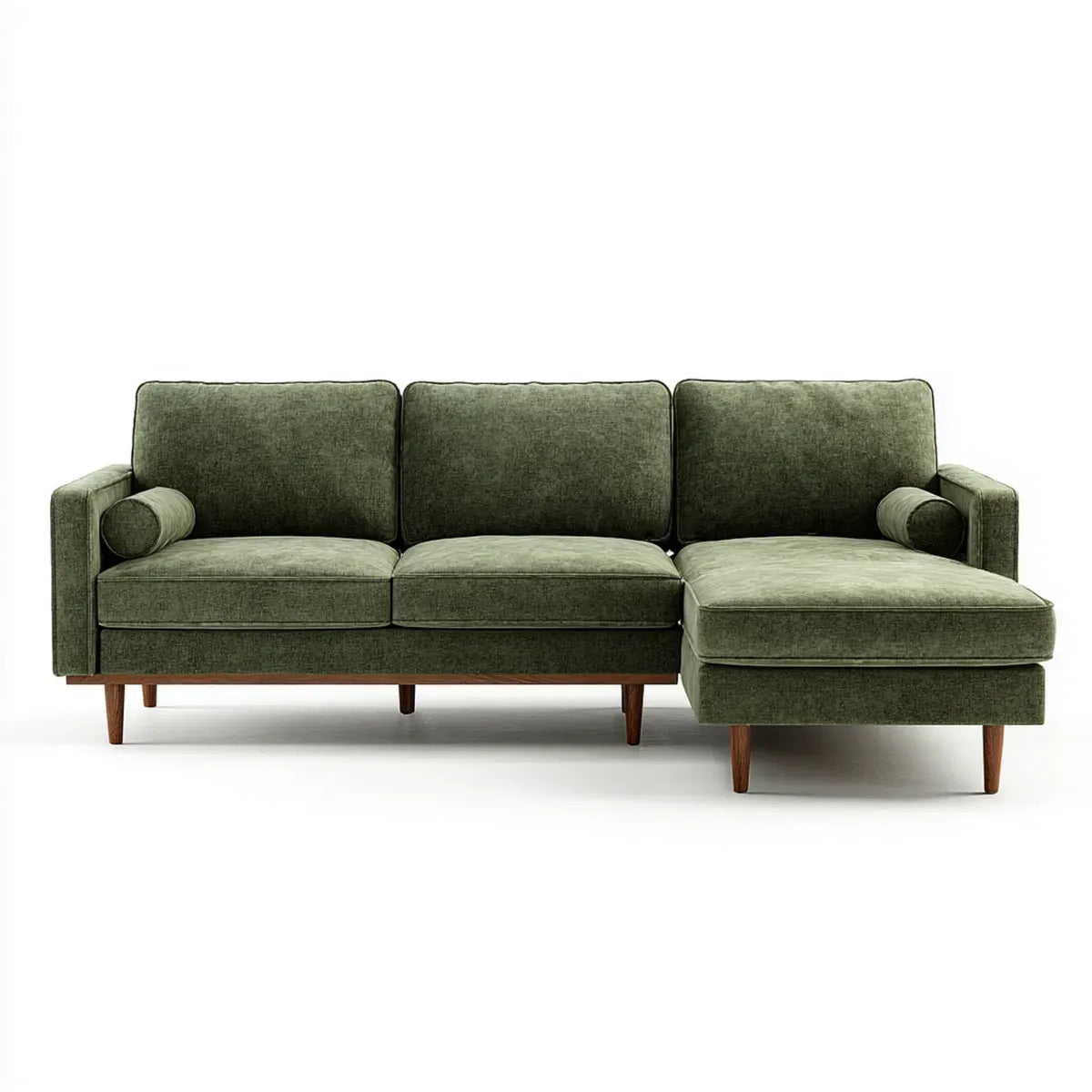 Ecksofa mit Recamiere Olivgrün 250 x 160 x 85 cm Polyester-Samt L-Form