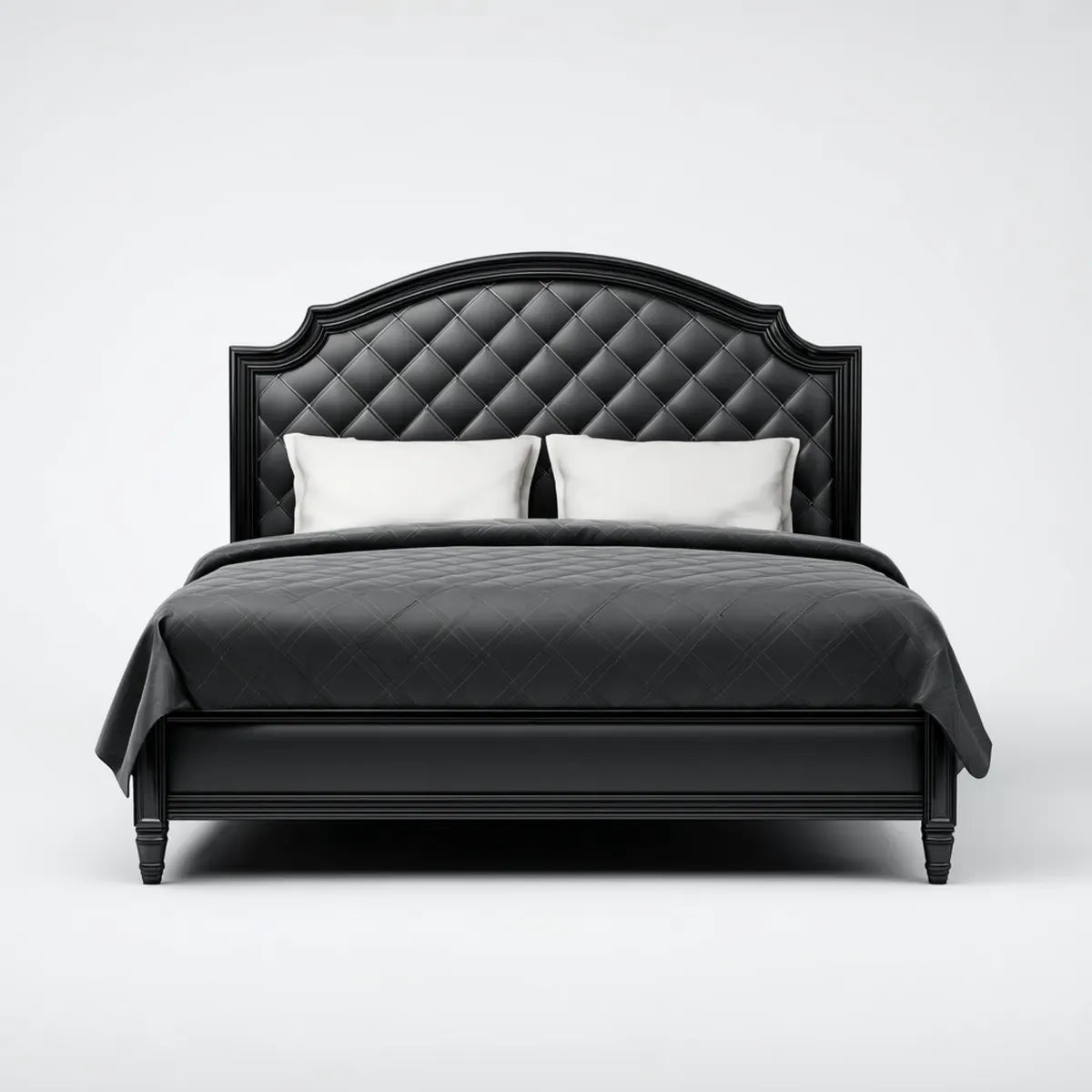 Polsterbett Doppelbett Schwarz 180 x 200 cm mit PU-Kunstlederkopfteil