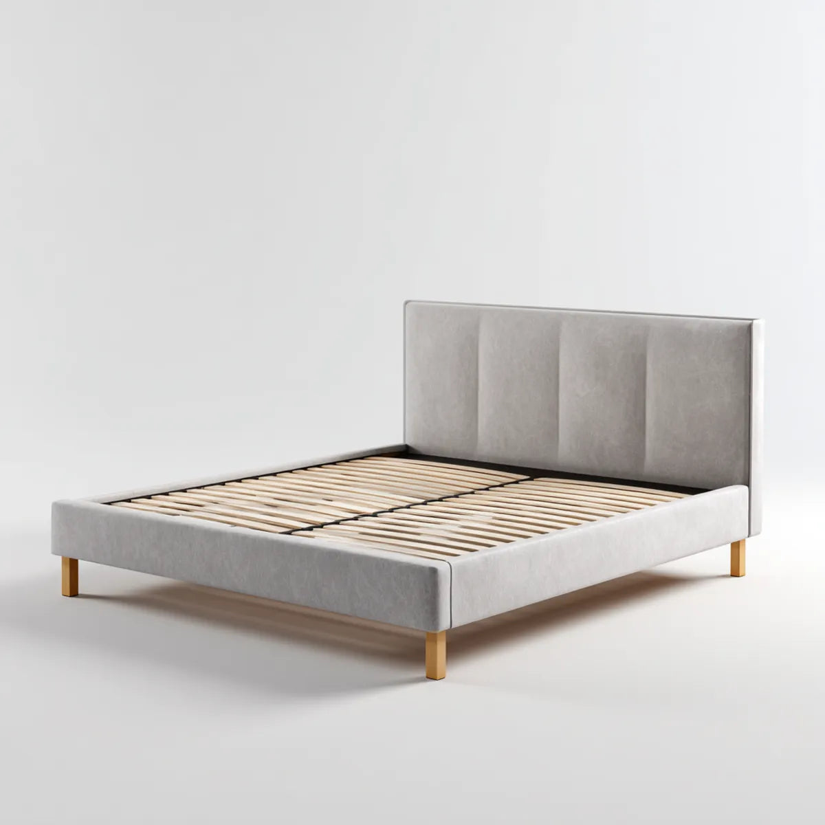 Polsterbett Doppelbett Hellgrau 160 x 200 cm mit Lattenrost Polyester-Samt Rechteckig