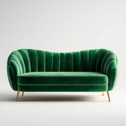 2-Sitzer Sofa Grün 170 x 85 x 78 cm Polyester-Samt Abgerundete Form