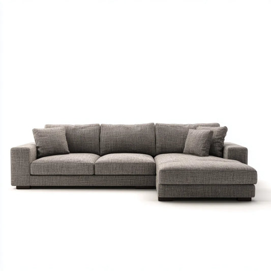 Ecksofa mit Recamiere rechts Grau 280 x 160 x 85 cm Polyester Webstoff L-Form