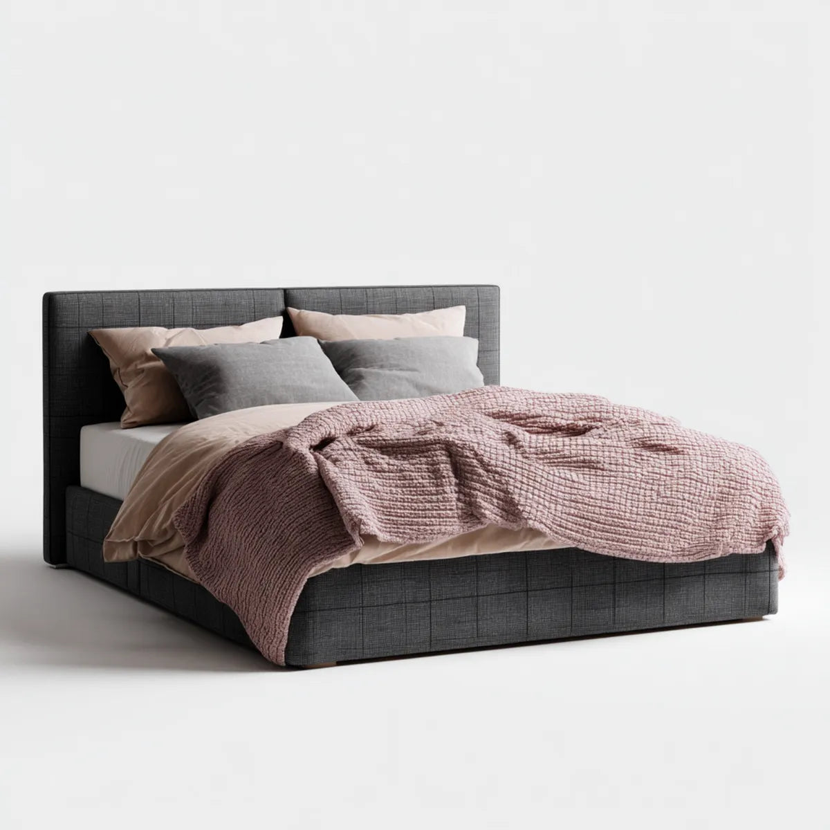 Polsterbett Doppelbett Dunkelgrau 180 x 200 cm mit Polyesterbezug rechteckig