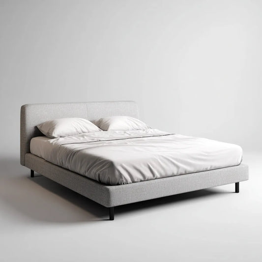 Polsterbett Doppelbett Hellgrau 160 x 200 cm mit Polyesterbezug und gepolstertem Kopfteil