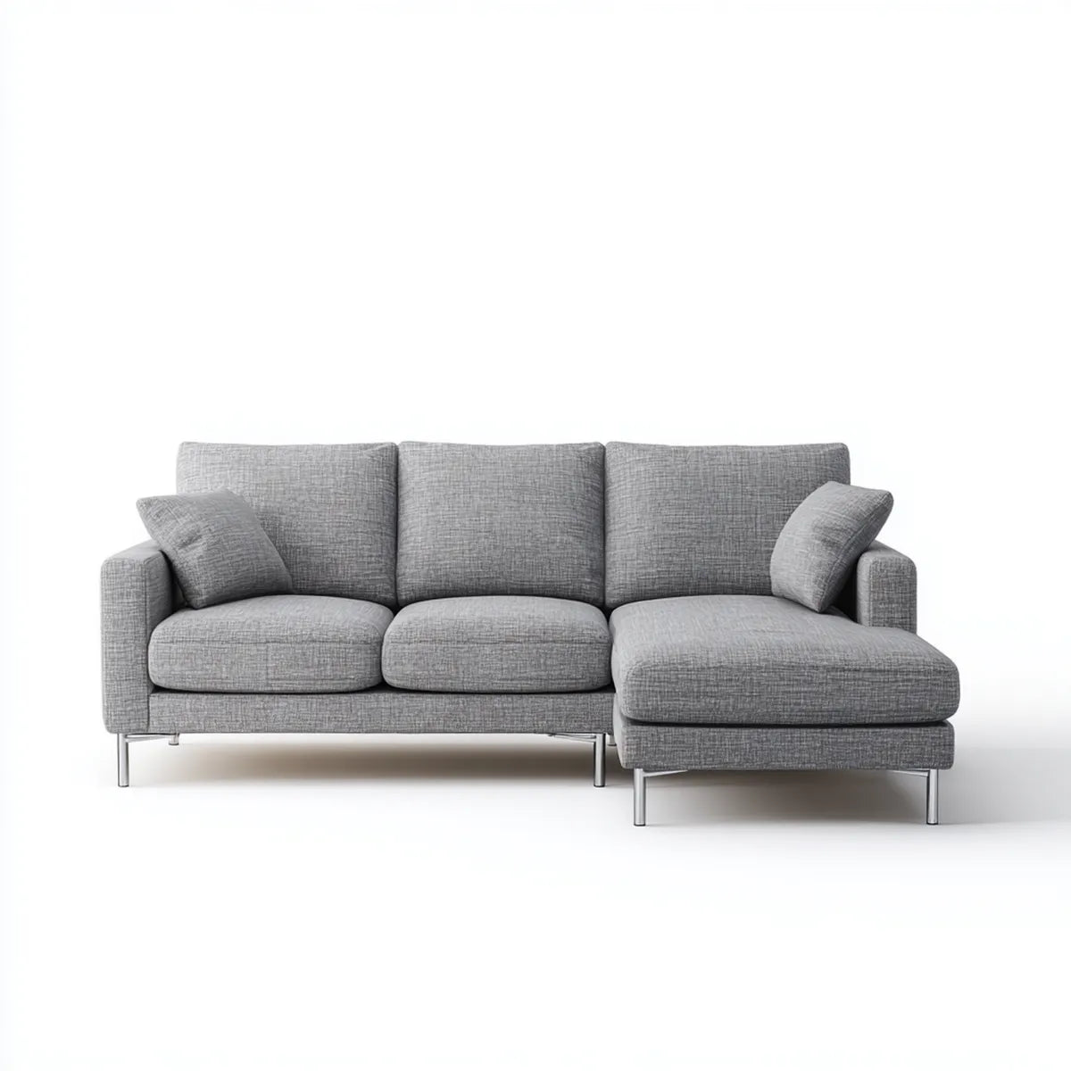 Ecksofa mit Recamiere rechts Grau 250 x 160 x 85 cm Polyester L-Form