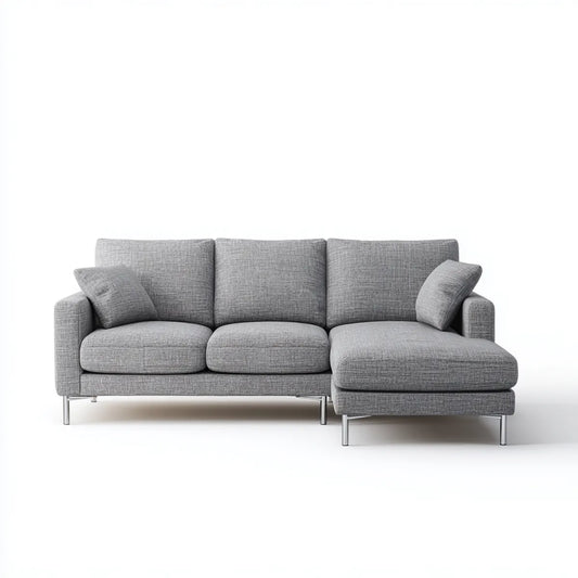 Ecksofa mit Recamiere rechts Grau 250 x 160 x 85 cm Polyester L-Form