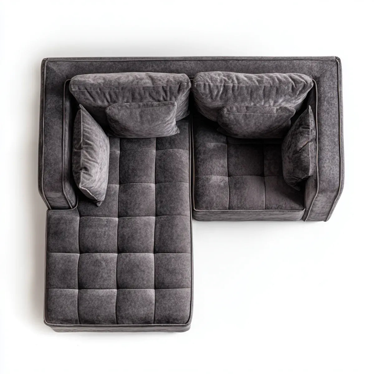 Ecksofa mit Recamiere Dunkelgrau 230 x 160 x 85 cm Polyestersamt L-Form