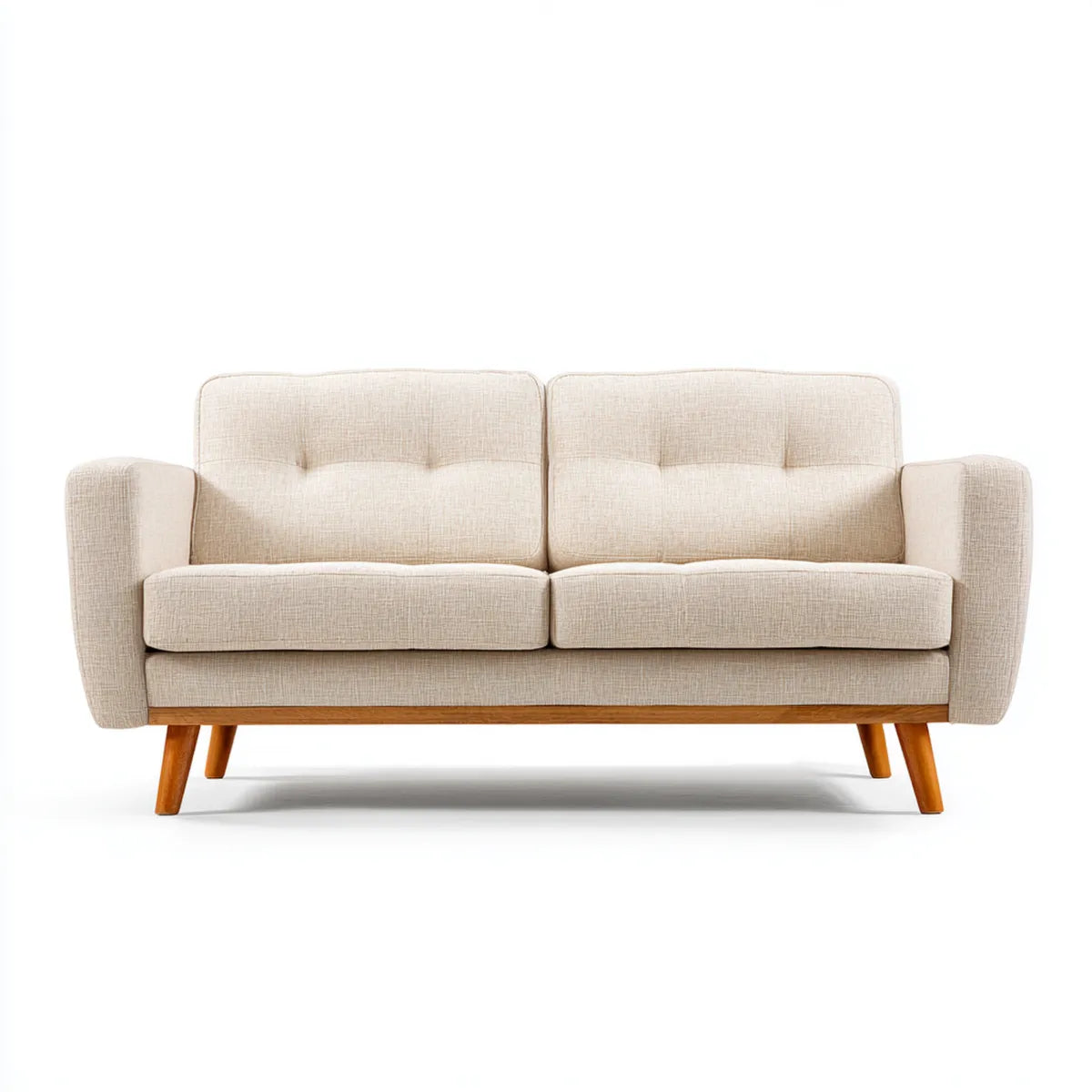 2-Sitzer Sofa Beige 150 x 85 x 84 cm Polyester Massivholz Rechteckig