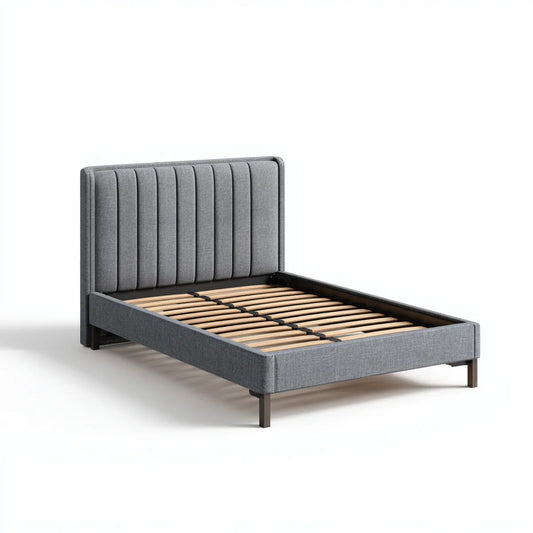 Polsterbett Bettgestell Grau 160 x 200 cm mit Lattenrost Polyester Rechteckig