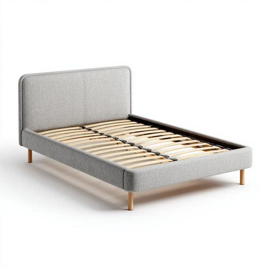 Polsterbett Doppelbett Hellgrau 140 x 200 cm mit Lattenrost Polyester Rechteckig